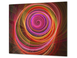 Planche à découper en verre trempé D01 Abstract Series: tourbillon multicolore