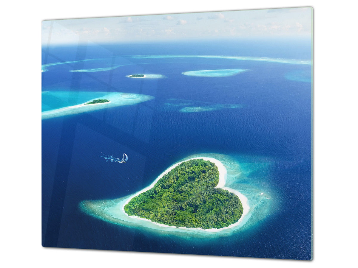 Tempered GLASS Cutting Board 60D10: Islands on the ocean