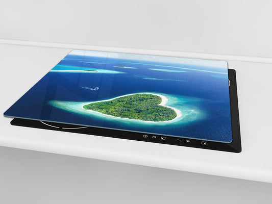 Tempered GLASS Cutting Board 60D10: Islands on the ocean