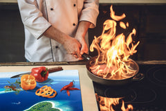 Tempered GLASS Cutting Board 60D10: Islands on the ocean