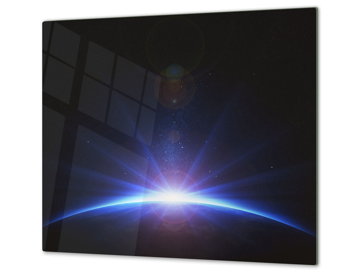 Tagliere in VETRO temperato – Proteggi-piano di lavoro e spianatoia); D01 Serie Astratta Cosmo 1