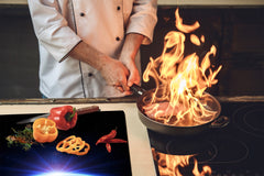 Tagliere in VETRO temperato – Proteggi-piano di lavoro e spianatoia); D01 Serie Astratta Cosmo 1