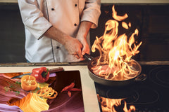 Tagliere in VETRO temperato – Proteggi-piano di lavoro e spianatoia); D01 Serie Astratta Roccia