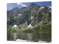 Planche à découper en verre trempé ; D08  Série Nature: Montagnes 4