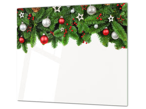 Tagliere in vetro temperato – Tagliere e proteggi; D20 Serie di Natale Ghirlanda di natale