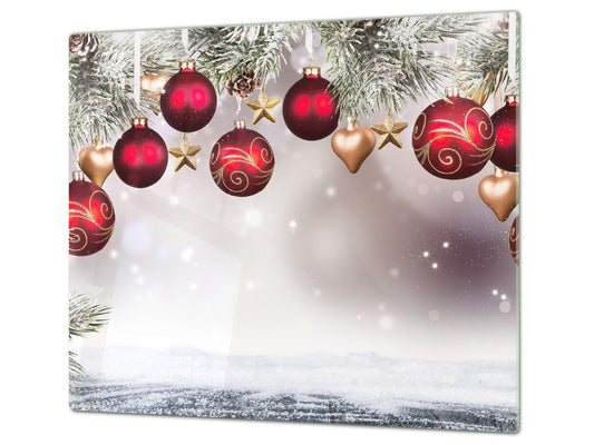 CUTTING BOARD and Cooktop Cover ;D20 Christmas Series: Wreath in the snow