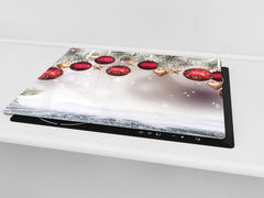 CUTTING BOARD and Cooktop Cover ;D20 Christmas Series: Wreath in the snow