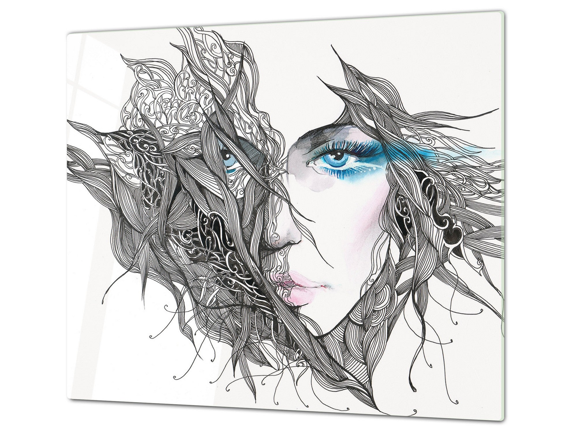 Glass stove top 60D19: Graphic of a woman