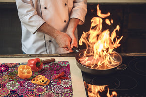Küchenbrett aus Hartglas und Kochplattenabdeckung; D14 Patterns and Mandalas Series: Moroccan 4