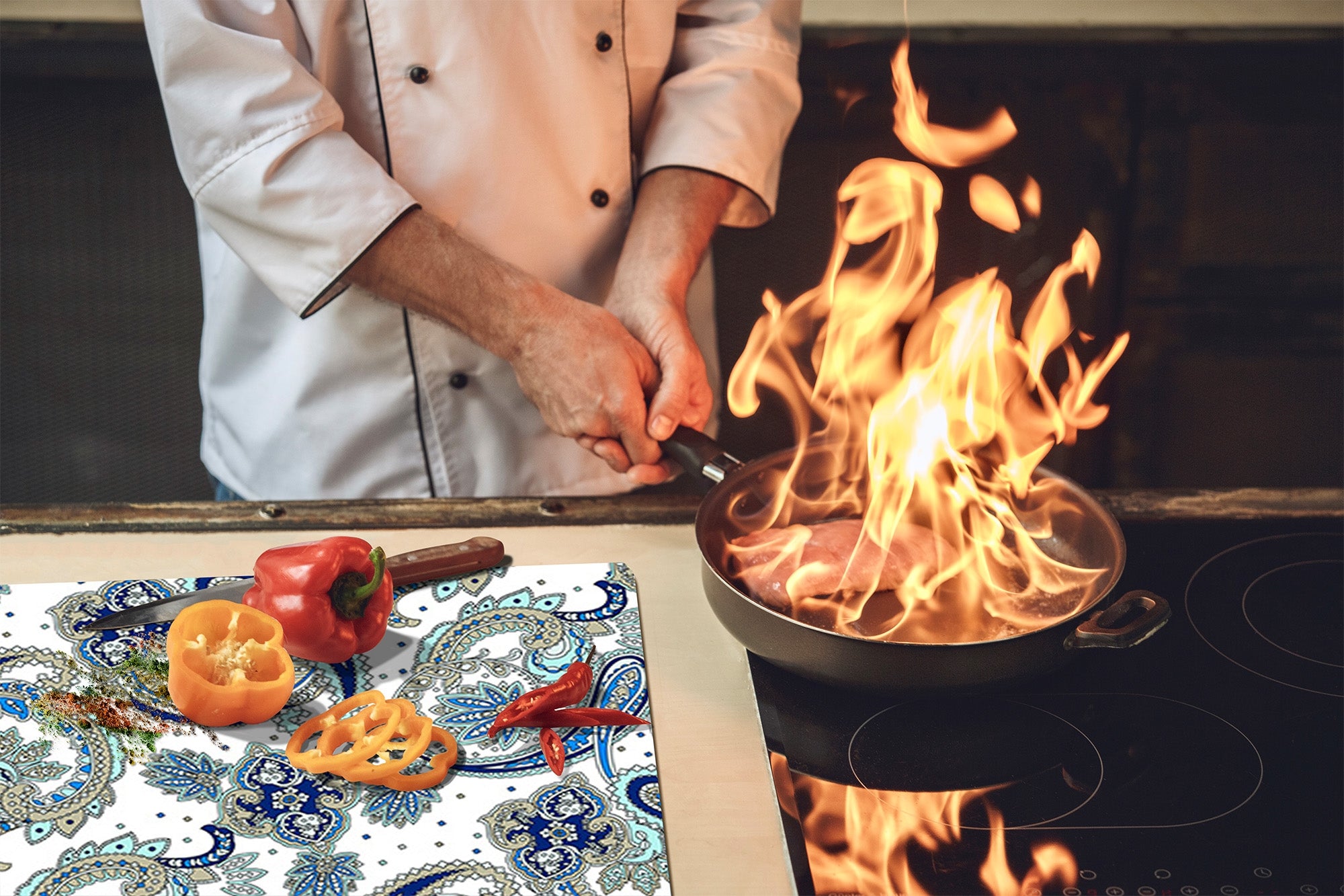 Chopping Board - Induction Cooktop Cover D14 Patterns and Mandalas Series: Drawing 87