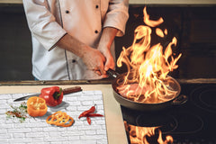 Tempered GLASS Kitchen Board – Impact & Scratch Resistant D10B Textures Series B: Brick Wall 9