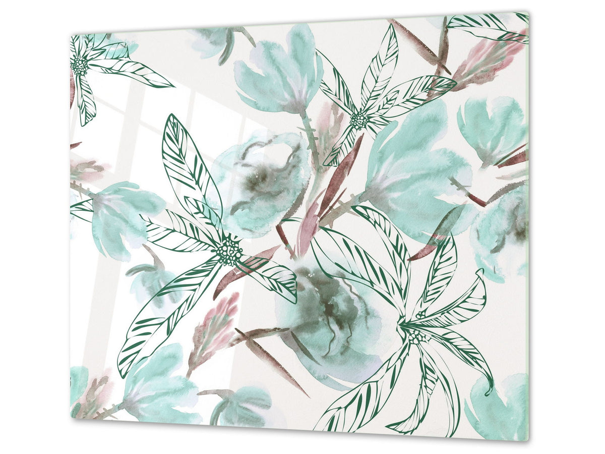 Tempered GLASS Cutting Board – Worktop saver  D15 Drawings Series: Leaves 25