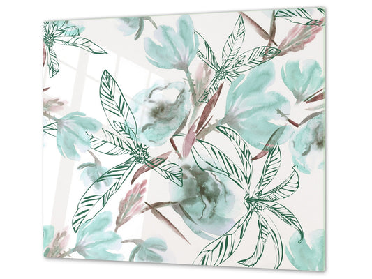 Tempered GLASS Cutting Board – Worktop saver  D15 Drawings Series: Leaves 25