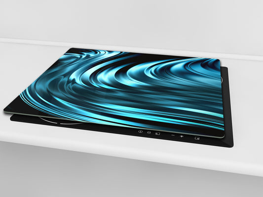 UNIQUE Tempered GLASS Kitchen Board –Scratch Resistant Glass Cutting Board –Glass Countertop MEASURES: SINGLE: 60 x 52 cm (23,62” x 20,47”); DOUBLE: 30 x 52 cm (11,81” x 20,47”); D29 Colourful Variety Series: Blue abstract composition