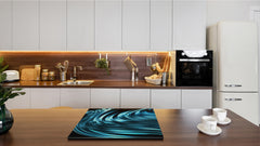 UNIQUE Tempered GLASS Kitchen Board –Scratch Resistant Glass Cutting Board –Glass Countertop MEASURES: SINGLE: 60 x 52 cm (23,62” x 20,47”); DOUBLE: 30 x 52 cm (11,81” x 20,47”); D29 Colourful Variety Series: Blue abstract composition