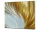 Tempered GLASS Cutting Board – Worktop saver and Pastry Board –- Glass Kitchen Board; MEASURES: SINGLE: 60 x 52 cm (23,62” x 20,47”); DOUBLE: 30 x 52 cm (11,81” x 20,47”); D28 Golden Waves Series: Gold satin background