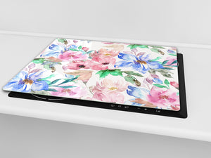 Tempered GLASS Cutting Board – Worktop saver  D15 Drawings Series: Flower 25