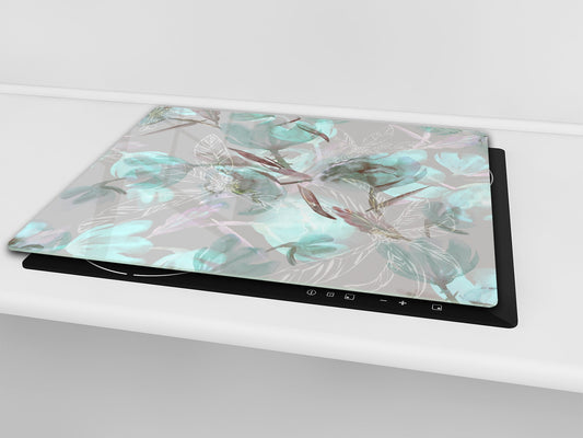 Tempered GLASS Cutting Board – Worktop saver  D15 Drawings Series: Turquoise 2