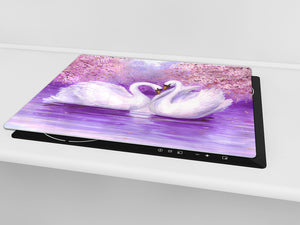 Tempered GLASS Cutting Board 60D01: Swans