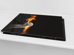 Tempered Glass Cutting Board and Worktop Saver D03 Fire Series: Fire 1
