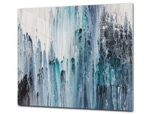 Induction Cooktop Cover –Shatter Resistant Glass Kitchen Board – Hob cover; MEASURES: SINGLE: 60 x 52 cm (23,62” x 20,47”); DOUBLE: 30 x 52 cm (11,81” x 20,47”); D32 Paintings Series: Canvas absract art