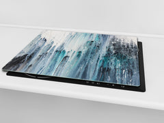 Induction Cooktop Cover –Shatter Resistant Glass Kitchen Board – Hob cover; MEASURES: SINGLE: 60 x 52 cm (23,62” x 20,47”); DOUBLE: 30 x 52 cm (11,81” x 20,47”); D32 Paintings Series: Canvas absract art