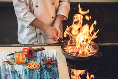 Induction Cooktop Cover –Shatter Resistant Glass Kitchen Board – Hob cover; MEASURES: SINGLE: 60 x 52 cm (23,62” x 20,47”); DOUBLE: 30 x 52 cm (11,81” x 20,47”); D32 Paintings Series: Canvas absract art