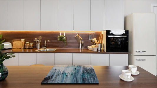 Induction Cooktop Cover –Shatter Resistant Glass Kitchen Board – Hob cover; MEASURES: SINGLE: 60 x 52 cm (23,62” x 20,47”); DOUBLE: 30 x 52 cm (11,81” x 20,47”); D32 Paintings Series: Canvas absract art