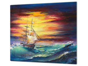 Resistant Glass Cutting Board 60D05B: Ship at sea