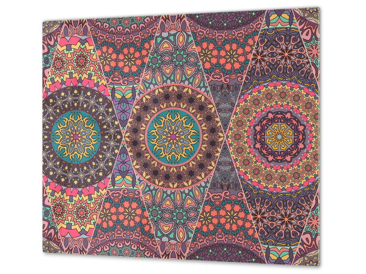 Chopping Board - Induction Cooktop Cover D14 Patterns and Mandalas Series: Stained glass 3