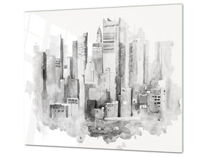 Glass Cutting Board and Worktop Saver 60D12: City graphics