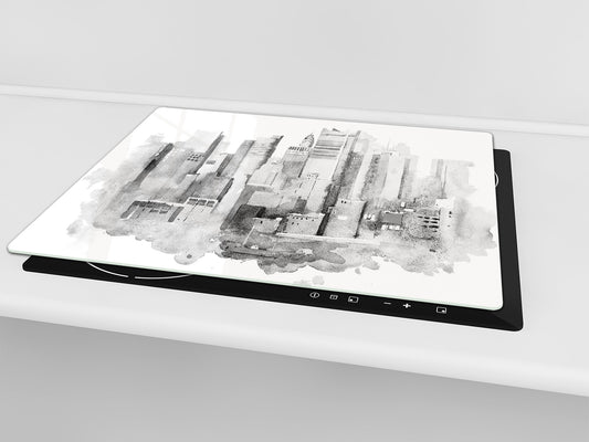 Glass Cutting Board and Worktop Saver 60D12: City graphics