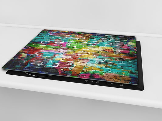 Tempered GLASS Kitchen Board – Impact & Scratch Resistant D10A Textures Series A: Brick wall 12