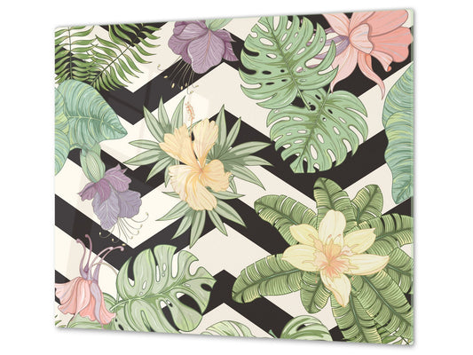 Tempered GLASS Cutting Board – Worktop saver  D15 Drawings Series: Flower 27