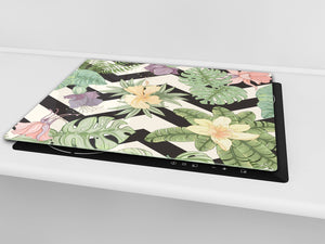 Tempered GLASS Cutting Board – Worktop saver  D15 Drawings Series: Flower 27
