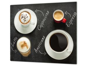 Glass Kitchen Board 60D07: Types of coffee 1