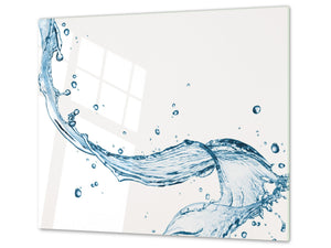 CUTTING BOARD and Cooktop Cover - Impact & Shatter Resistant Glass D02 Water Series: Water 12