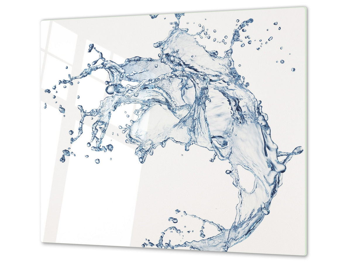CUTTING BOARD and Cooktop Cover - Impact & Shatter Resistant Glass D02 Water Series: Water 17