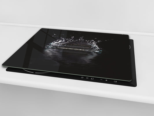 CUTTING BOARD and Cooktop Cover - Impact & Shatter Resistant Glass D02 Water Series: Water 2