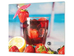 Tabla de cocina de vidrio templado - Tabla de corte de cristal resistente D07 Frutas y verduras: Bebida 3