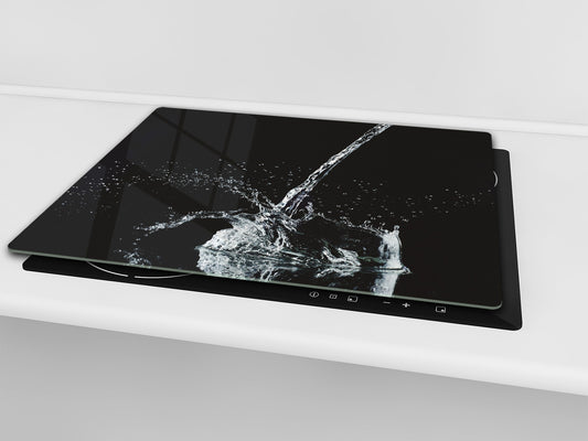 CUTTING BOARD and Cooktop Cover - Impact & Shatter Resistant Glass D02 Water Series: Water 10