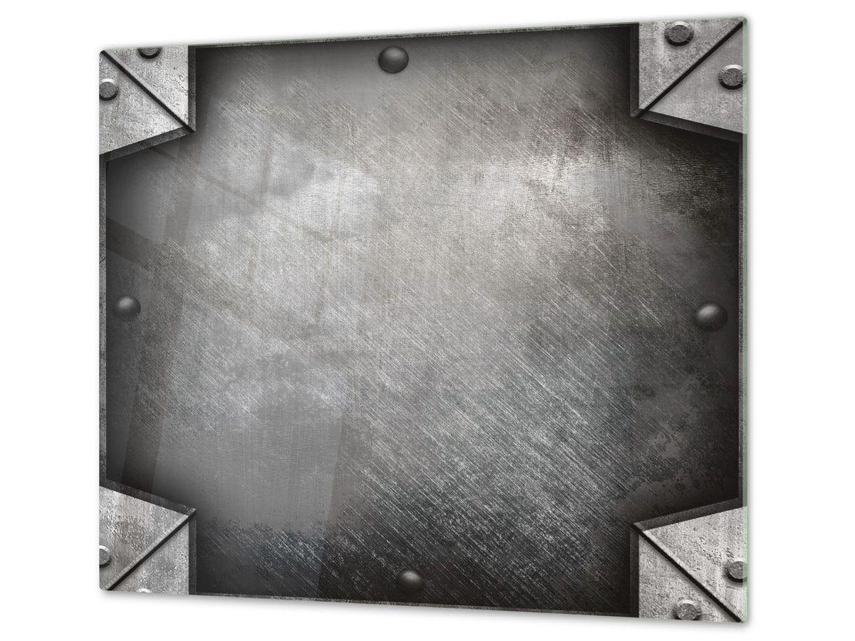 Tempered GLASS Kitchen Board – Impact & Scratch Resistant D10B Textures Series B: Steel 3