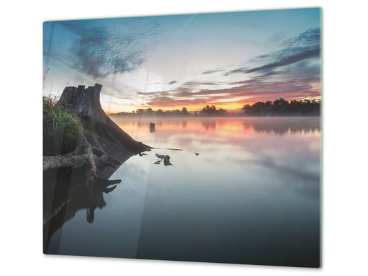 Tempered GLASS Kitchen Board – Impact & Scratch Resistant; D08 Nature Series: Marine coast 2