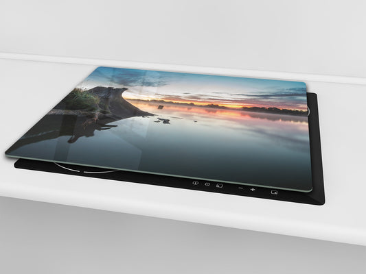 Tempered GLASS Kitchen Board – Impact & Scratch Resistant; D08 Nature Series: Marine coast 2