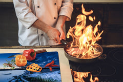 Küchenbrett aus Hartglas und Kochplattenabdeckung; D08 Nature Series:  Marine coast 5