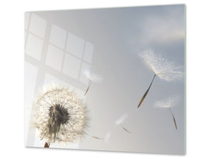 Schneidbrett aus Hartglas und schützende Arbeitsoberfläche D06 Flowers Series: Dandelion 1