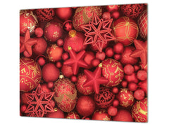 CUTTING BOARD and Cooktop Cover ;D20 Christmas Series: Red ornaments