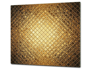 Tempered GLASS Cutting Board – Worktop saver and Pastry Board –- Glass Kitchen Board; MEASURES: SINGLE: 60 x 52 cm (23,62” x 20,47”); DOUBLE: 30 x 52 cm (11,81” x 20,47”); D28 Golden Waves Series: Sparkling pattern