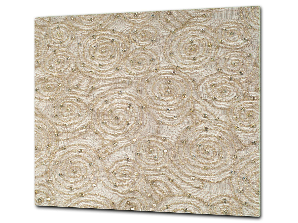 TEMPERED GLASS CHOPPING BOARD – Glass Cutting Board and Worktop Saver – Worktop protector; MEASURES: SINGLE: 60 x 52 cm (23,62” x 20,47”); DOUBLE: 30 x 52 cm (11,81” x 20,47”); D30 Decorative Surfaces Series: Floral lace