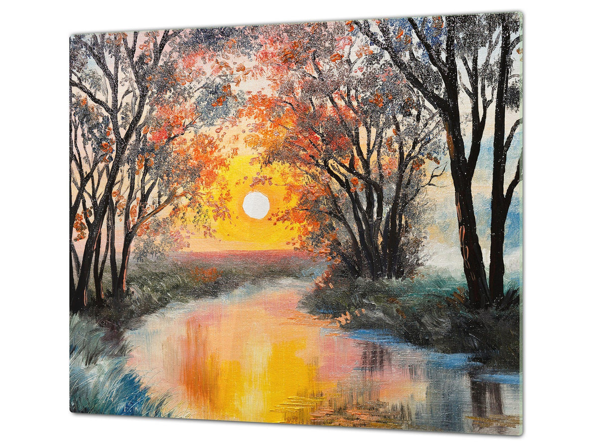 UNIQUE Tempered GLASS Kitchen Board 60D05A: Sunset